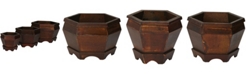 Nearly Natural Wooden Hexagon Decorative Planter - Set of 3